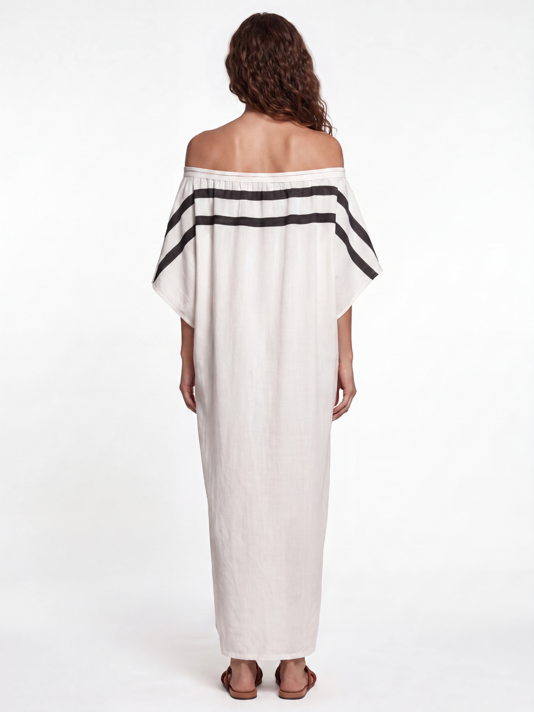 URSALINE Women's Striped Off-Shoulder Kaftan Maxi Dress
