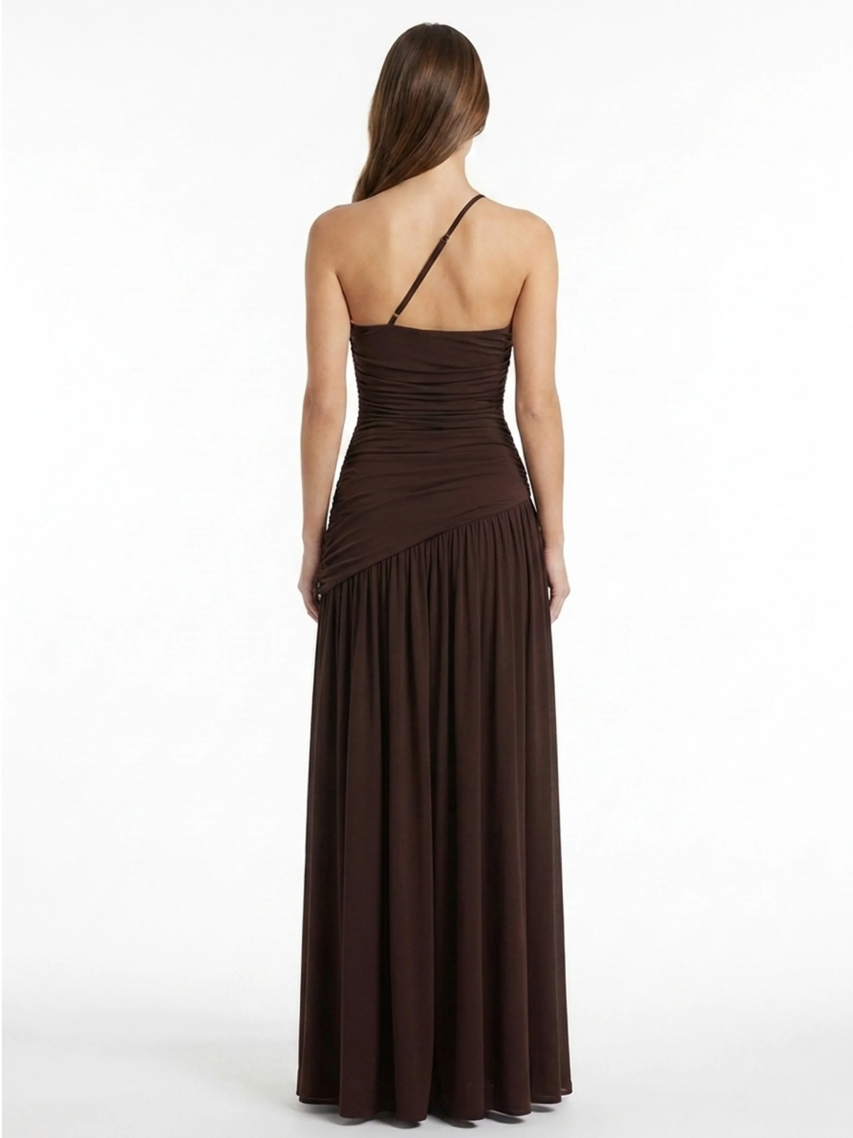 LIOR Women's One-Shoulder Ruched Maxi Dress with Split
