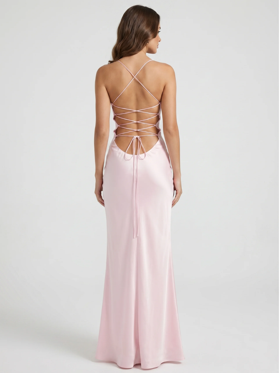 RIONNA Women's Sequin Sweetheart Lace-Up Back Satin Maxi Dress
