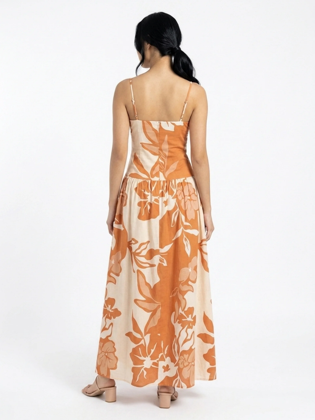 BRENNALYN Women's Floral Print Strappy High-Waist Maxi Dress