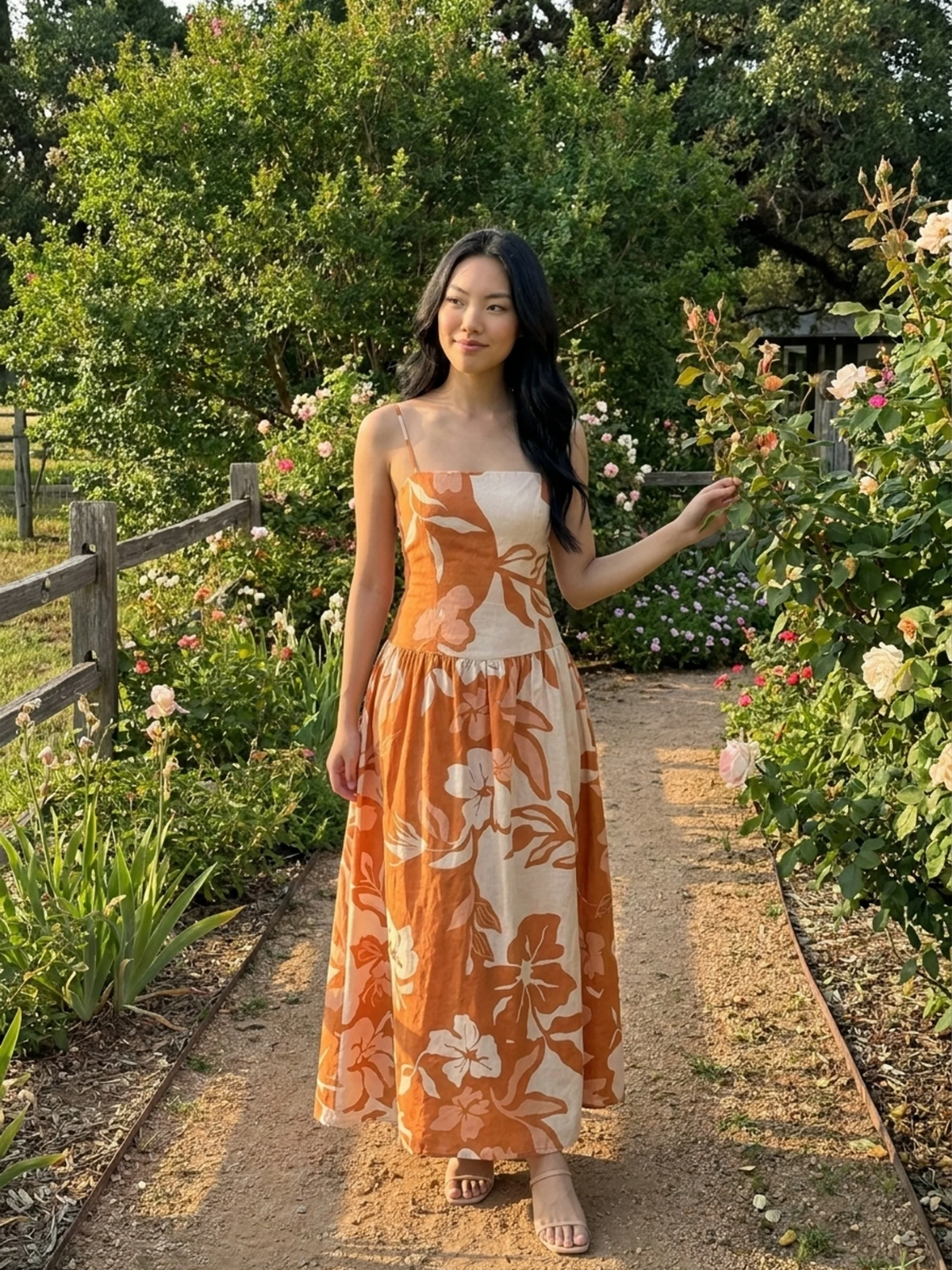 BRENNALYN Women's Floral Print Strappy High-Waist Maxi Dress
