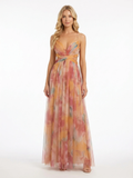 AMBERLIN Women's Sleeveless Tulle Maxi Dress with Waist Cutouts