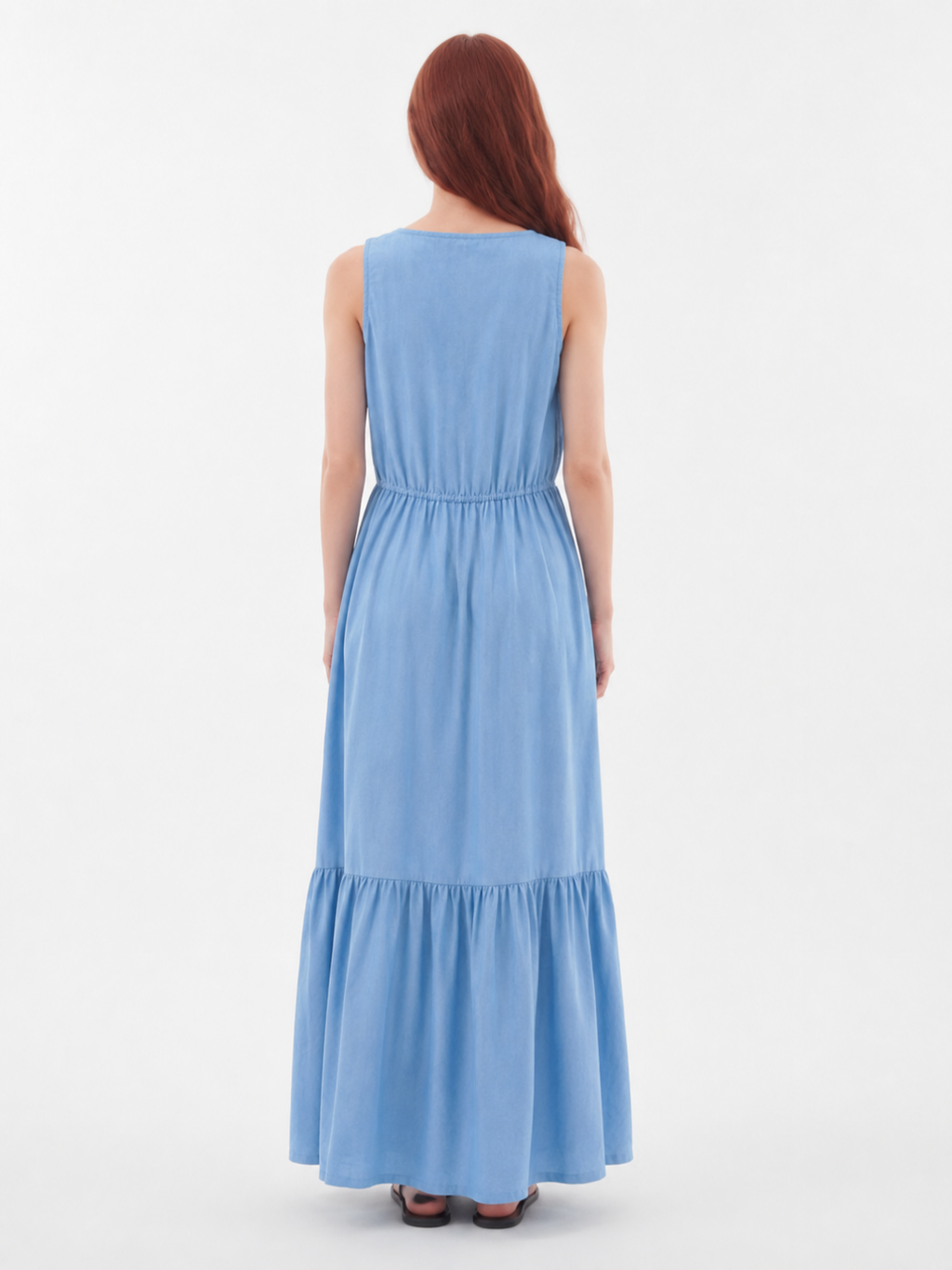 QUITERIE Women's Sleeveless Zip-Front V-Neck Maxi Dress