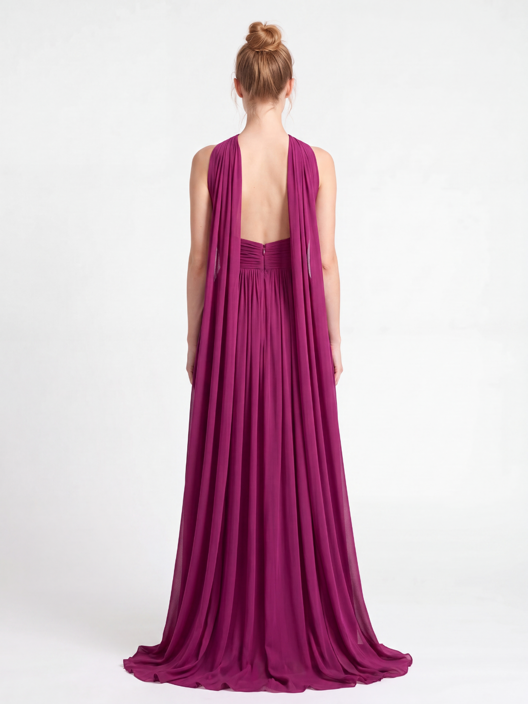 VERADIS Women's Halter Neck Ruched Keyhole Cutout Maxi Gown