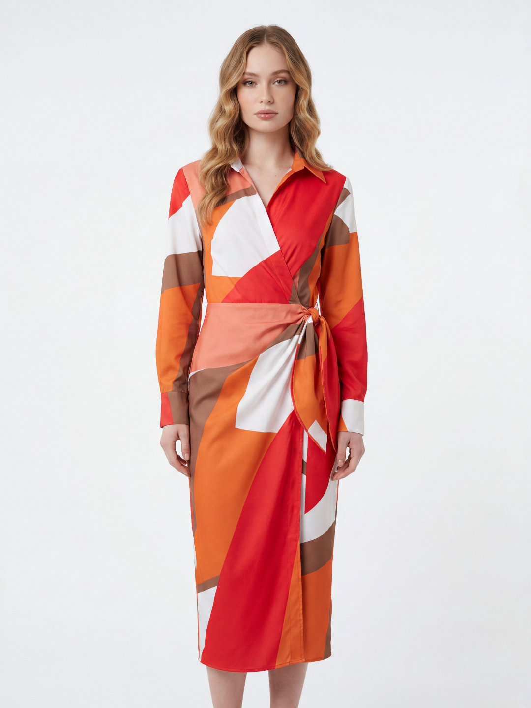QUILLIAM Women's Printed Twist-Front Wrap Midi Dress