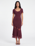 BRIALLEN Women's Ribbed Knit Lace-Trim Mermaid Maxi Dress