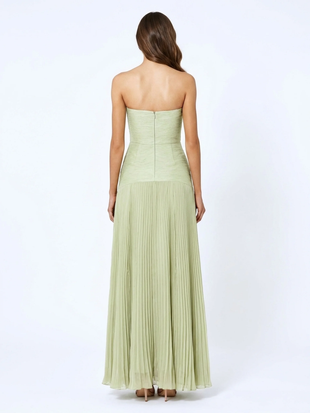 WINSLET Women's Strapless Drop-Waist Pleated Maxi Dress