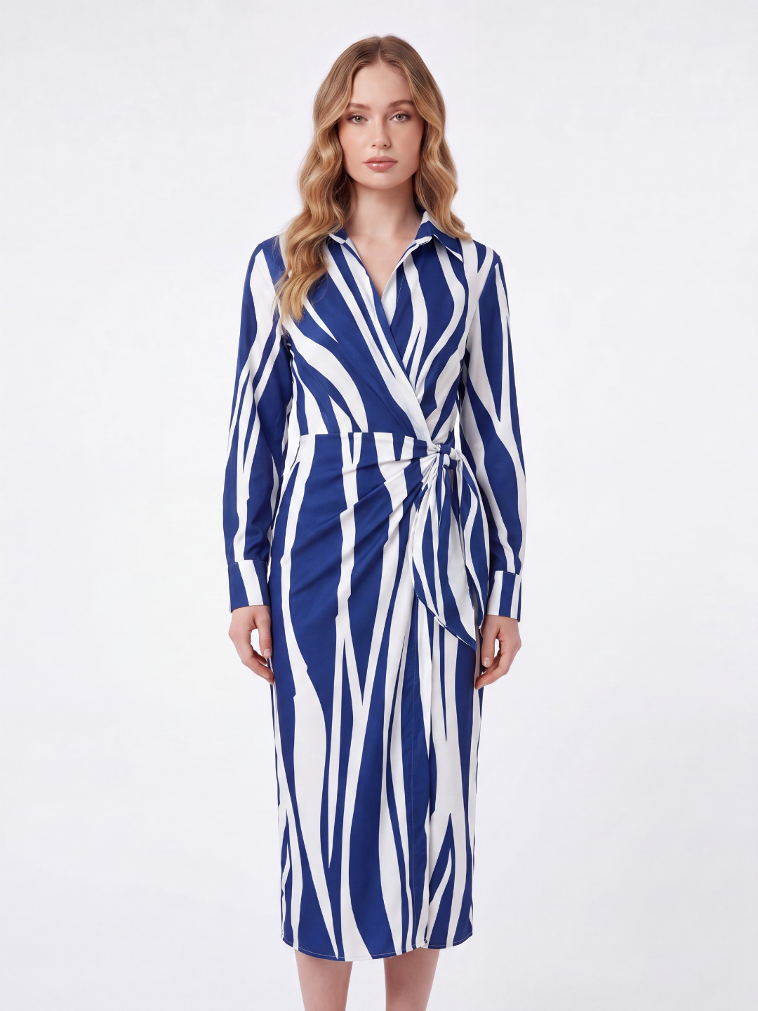 QUILLIAM Women's Printed Twist-Front Wrap Midi Dress