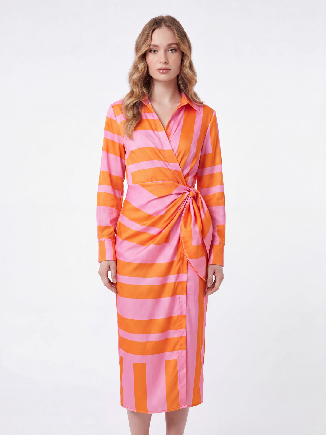 QUILLIAM Women's Printed Twist-Front Wrap Midi Dress