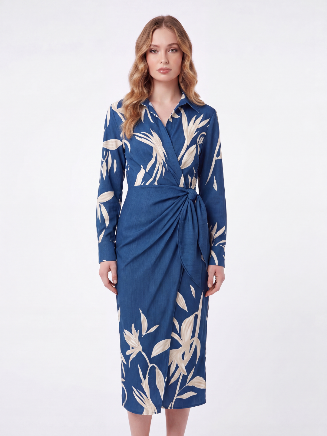 QUILLIAM Women's Printed Twist-Front Wrap Midi Dress