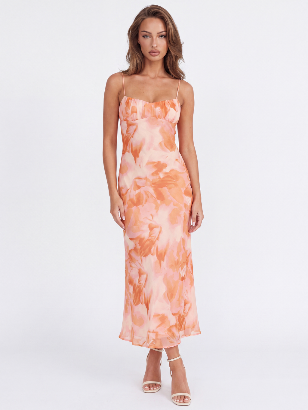 QUINTANA Women's Low Back Twist Maxi Dress with Floral Print