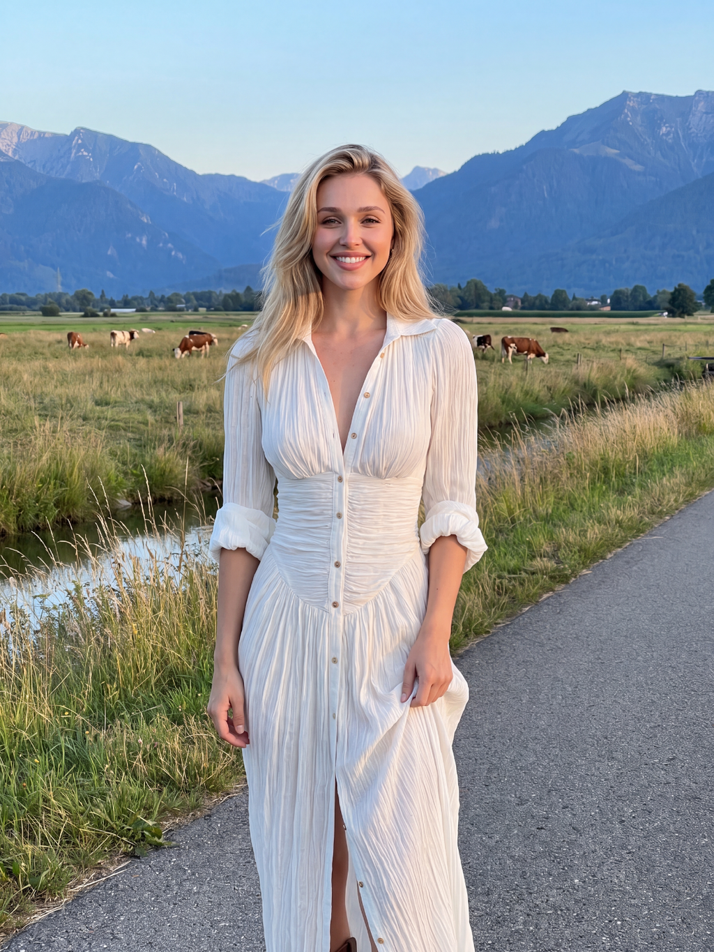 WINTERFIELD Women's Collared Button-Front Belted Maxi Dress
