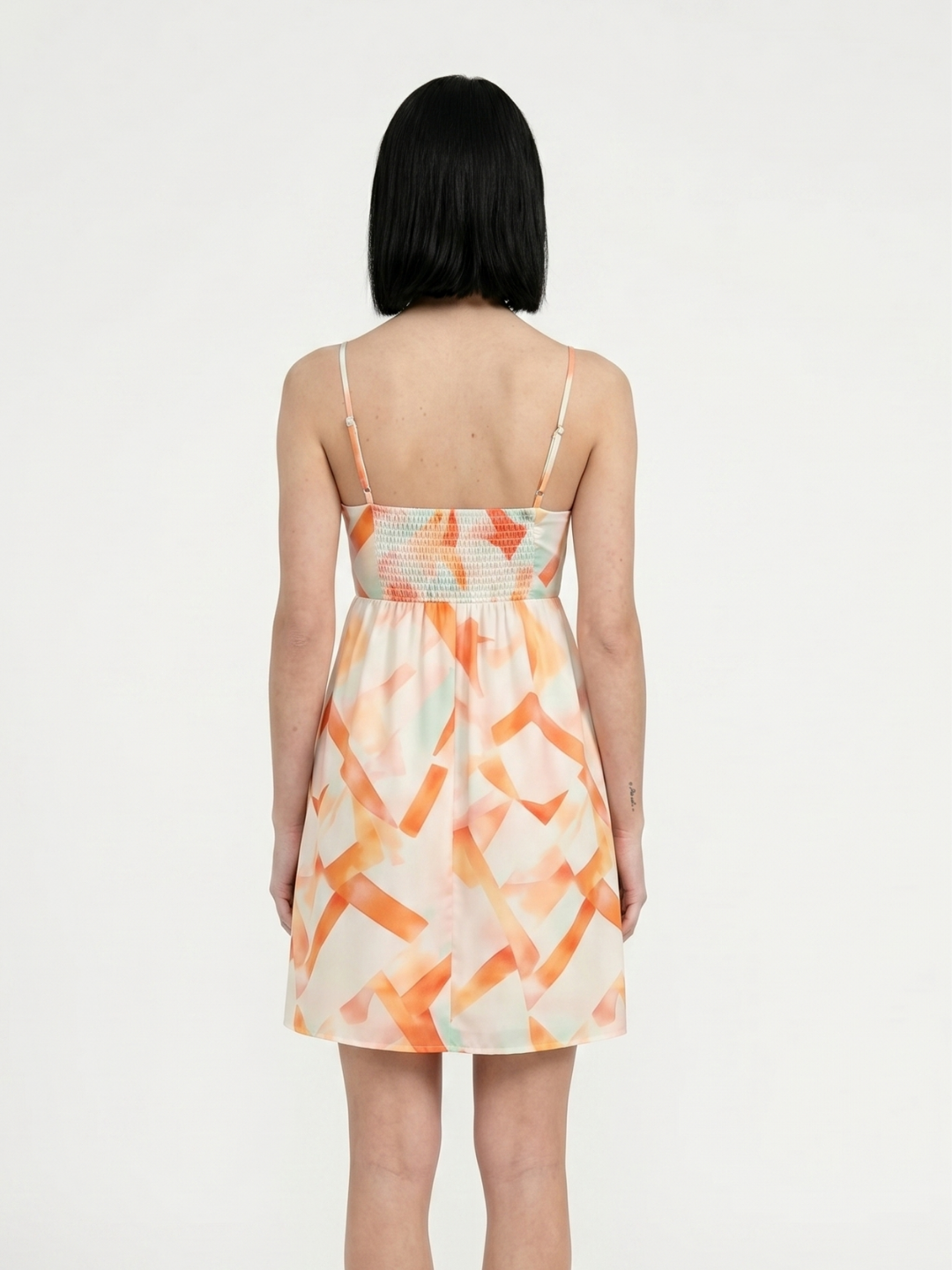 CORVINELLE Women's Square-Neck Mini Dress with Abstract Print