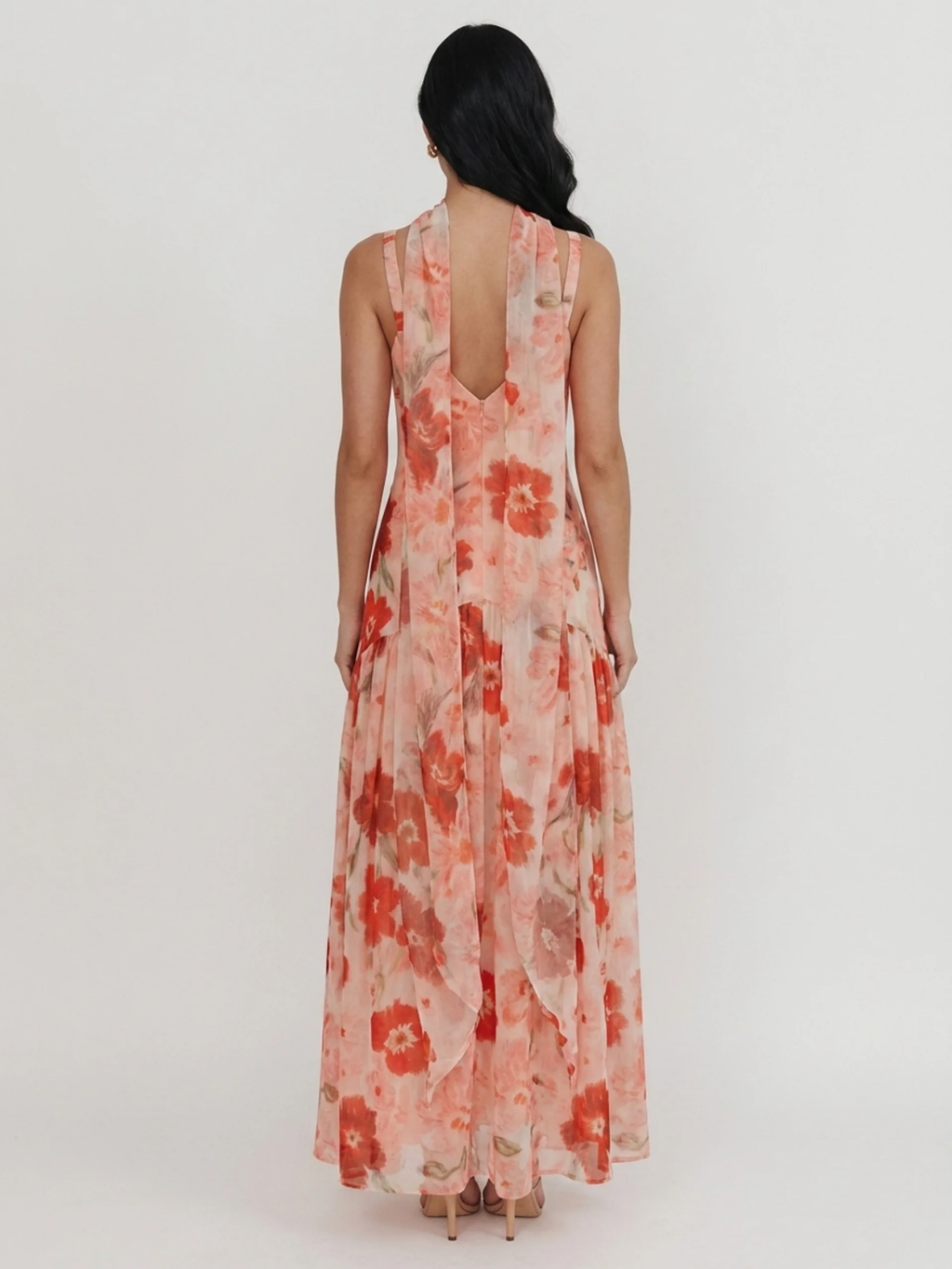 AMBROSINE Women's Floral Off-Shoulder Drop-Waist Maxi Dress