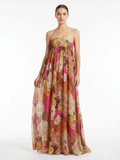 CORVIANA Women's Floral Strapless Empire Maxi Dress
