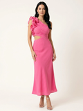 WINTERSONG Women's One-Shoulder Ruffle Cutout Maxi Dress