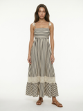 TALYN Women's Square-Neck Striped Maxi Dress with Lace Trim