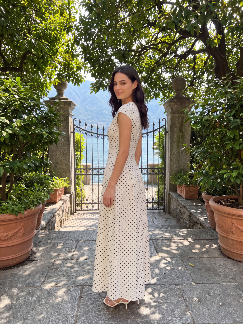 YSEULTA Women's Polka Dot Cap Sleeve A-Line Maxi Dress
