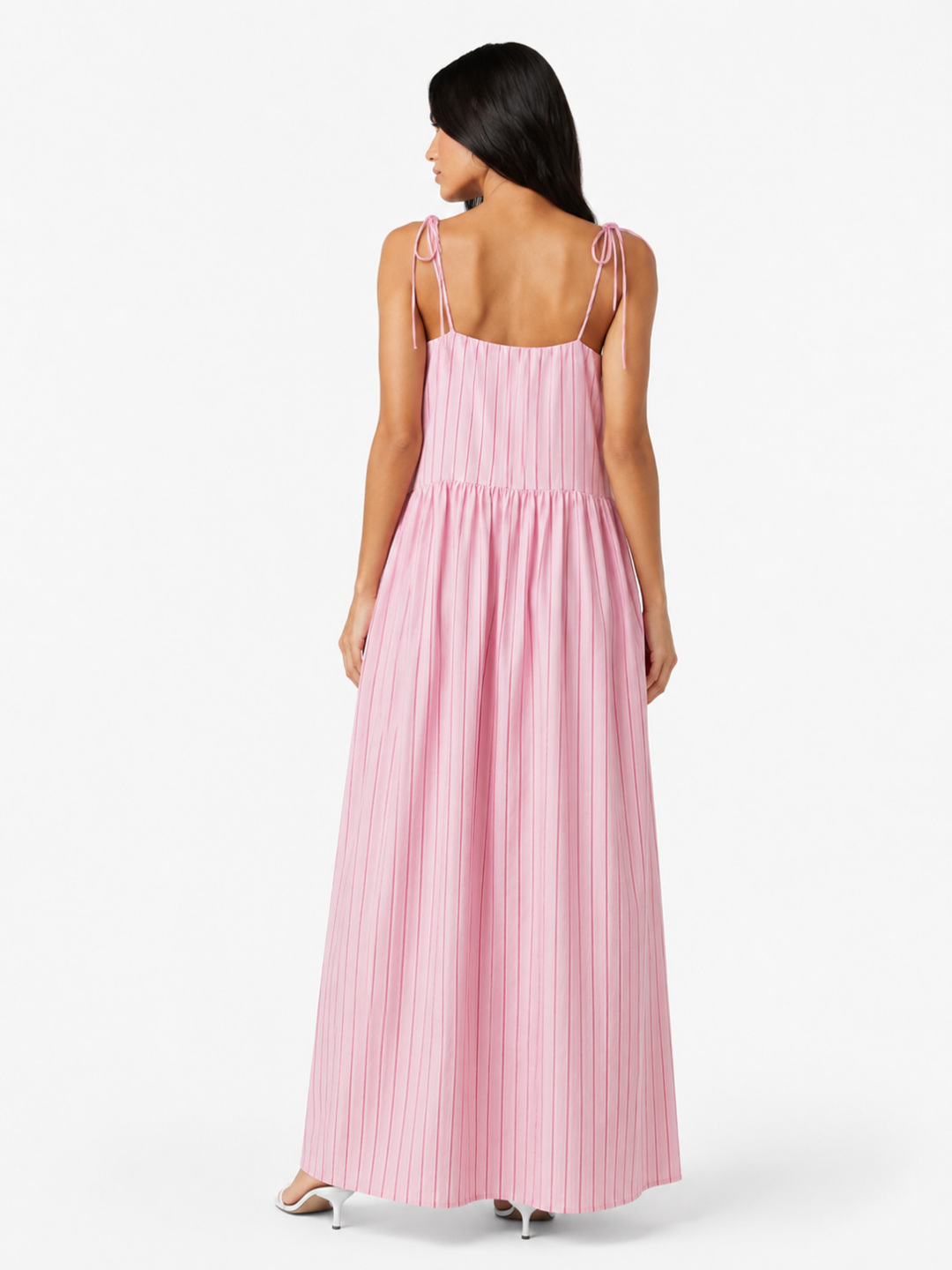 BRYNDIS Women's Tie-Shoulder Striped Maxi Dress