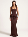 ROSEVEAR Women's Corset Bodice Draped Satin Maxi Dress