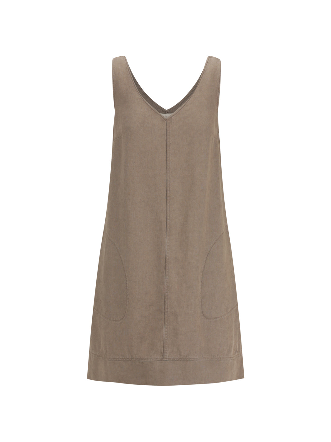 ROSALYNDE Women's Sleeveless V-Neck French Linen Shift Dress with Pockets