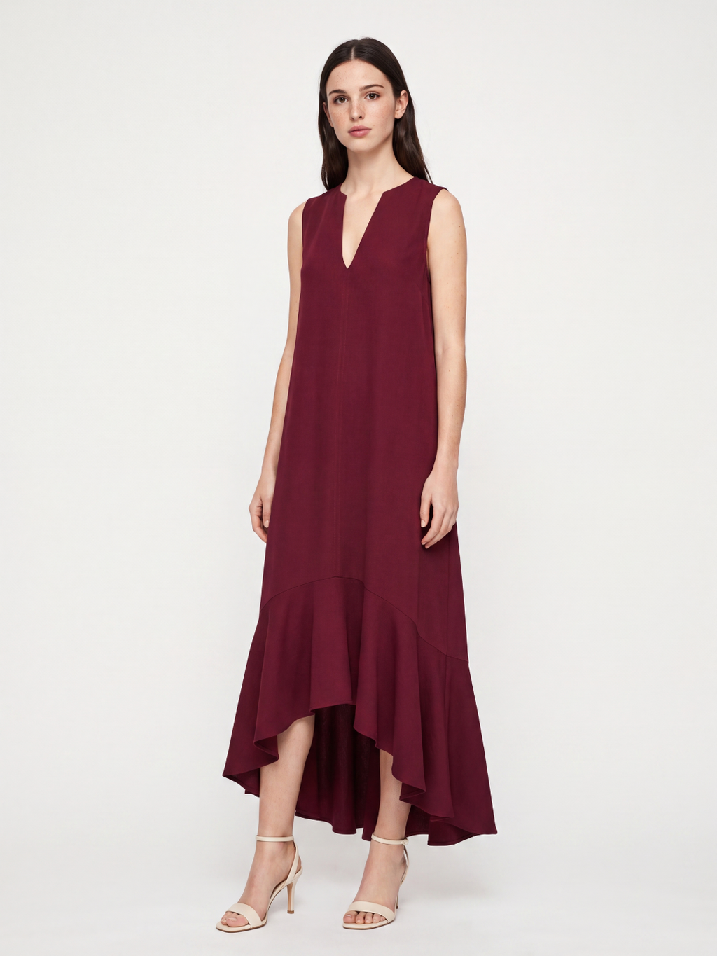 ADALINA Women's V-Neck Ruffle-Hem Flowy Maxi Dress