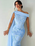 ESMERALDA Women's Sleeveless Floral Appliqué Maxi Dress