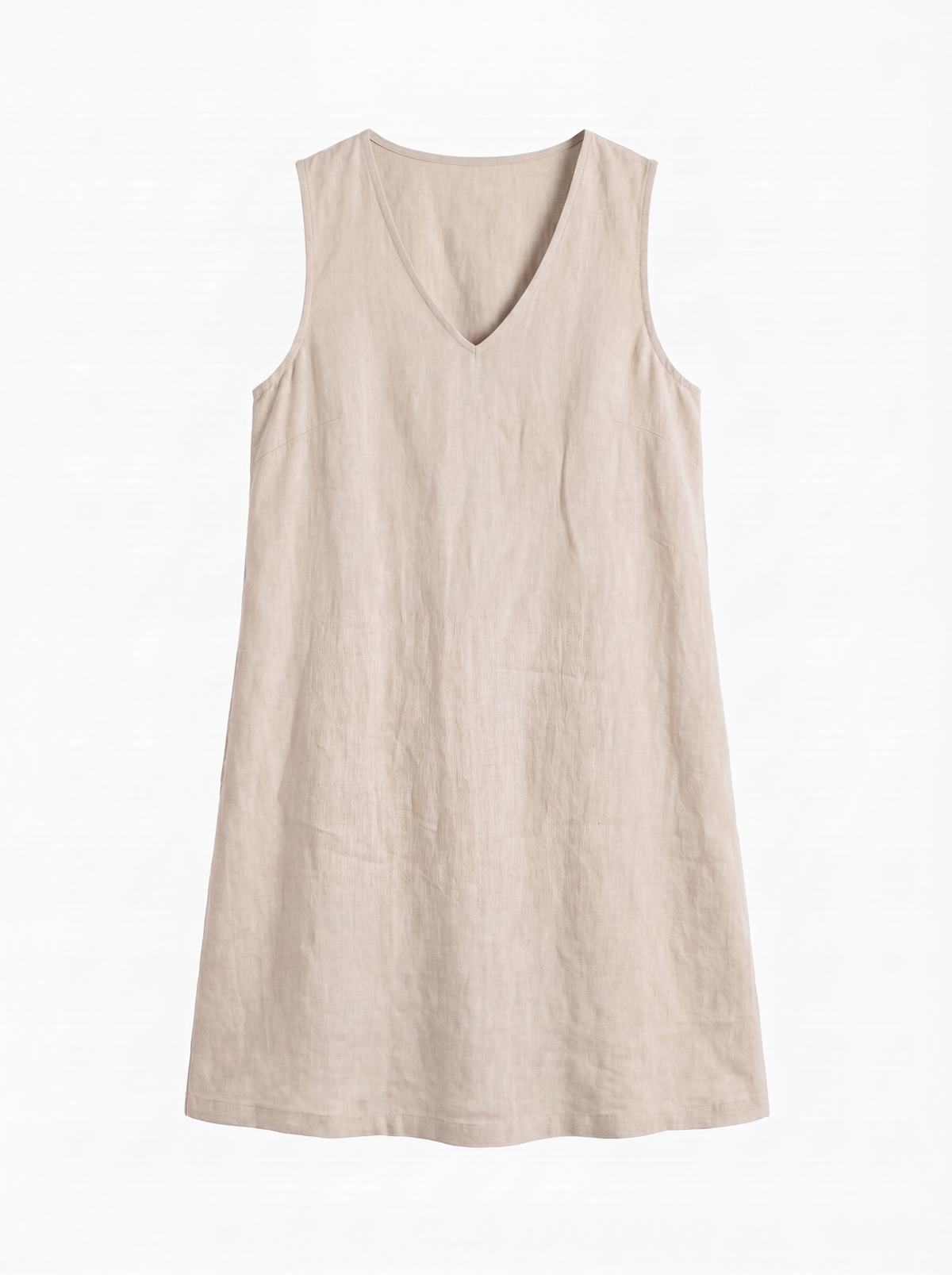 ABRIELLE Women's Sleeveless V-Neck Linen Shift Dress with Pockets