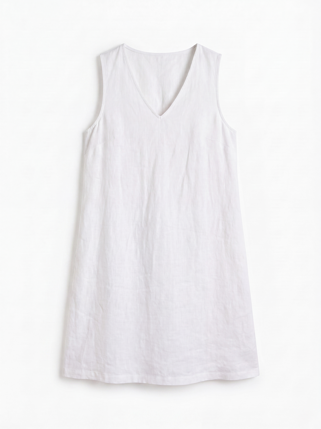ABRIELLE Women's Sleeveless V-Neck Linen Shift Dress with Pockets