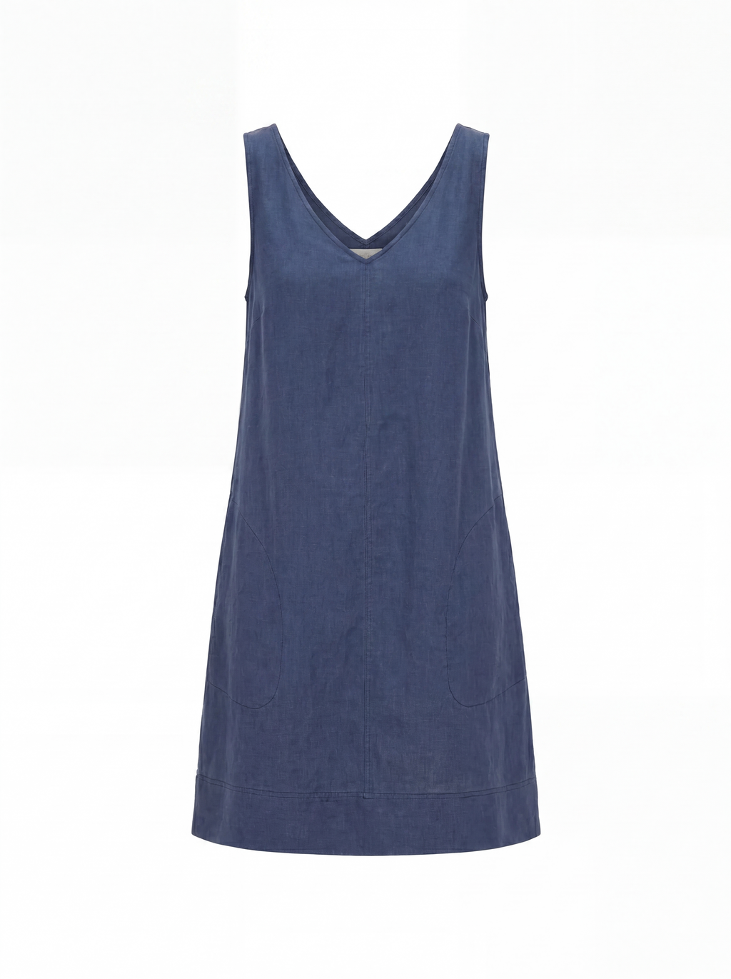 ROSALYNDE Women's Sleeveless V-Neck French Linen Shift Dress with Pockets