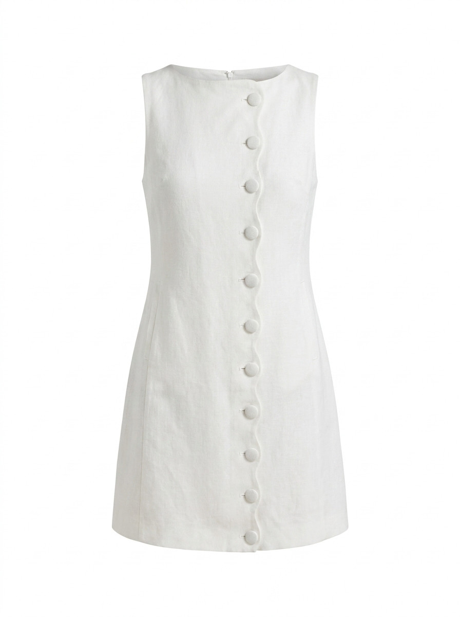 ANOUK Women's Sleeveless Linen-Blend Shift Dress with Pockets